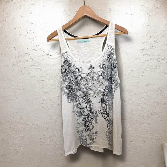 White and Black Patterned Women's Top XL fairy grunge whimsygoth glam - Picture 1 of 5